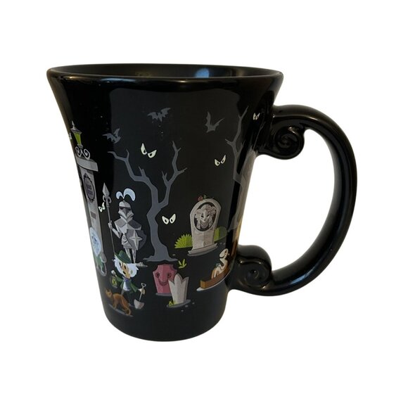 The Haunted Mansion Glow-In-The-Dark Eyes Mug Disney Parks 4.5" Tall Black Spook - Picture 1 of 4
